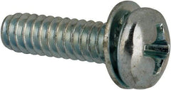 Value Collection - #6-32 UNC, 1/2" Length Under Head Phillips Drive Machine Screw - Pan Head, Grade J82 Steel, Zinc-Plated Finish, Internal Tooth - USA Tool & Supply
