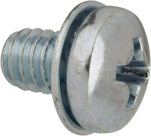 Value Collection - #8-32 UNC, 1/4" Length Under Head Phillips Drive Machine Screw - Pan Head, Grade J82 Steel, Zinc-Plated Finish, Internal Tooth - USA Tool & Supply