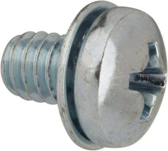 Value Collection - #8-32 UNC, 1/4" Length Under Head Phillips Drive Machine Screw - Pan Head, Grade J82 Steel, Zinc-Plated Finish, Internal Tooth - USA Tool & Supply