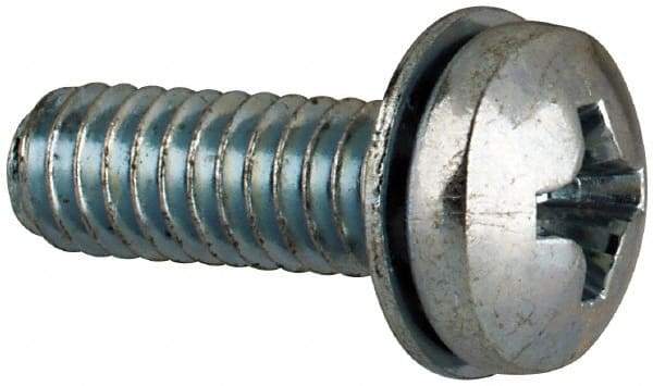 Value Collection - #8-32 UNC, 1/2" Length Under Head Phillips Drive Machine Screw - Pan Head, Grade J82 Steel, Zinc-Plated Finish, Internal Tooth - USA Tool & Supply