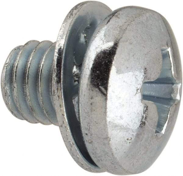 Value Collection - #10-32 UNF, 1/4" Length Under Head Phillips Drive Machine Screw - Pan Head, Grade J82 Steel, Zinc-Plated Finish, Internal Tooth - USA Tool & Supply