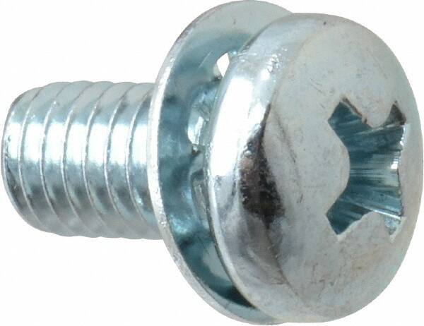 Value Collection - #10-32 UNF, 3/8" Length Under Head Phillips Drive Machine Screw - Pan Head, Grade J82 Steel, Zinc-Plated Finish, Internal Tooth - USA Tool & Supply