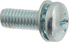Value Collection - #10-32 UNF, 1/2" Length Under Head Phillips Drive Machine Screw - Pan Head, Grade J82 Steel, Zinc-Plated Finish, Internal Tooth - USA Tool & Supply