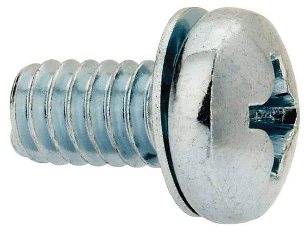 Value Collection - 1/4-20 UNC, 1/2" Length Under Head Phillips Drive Machine Screw - Pan Head, Grade J82 Steel, Zinc-Plated Finish, Internal Tooth - USA Tool & Supply