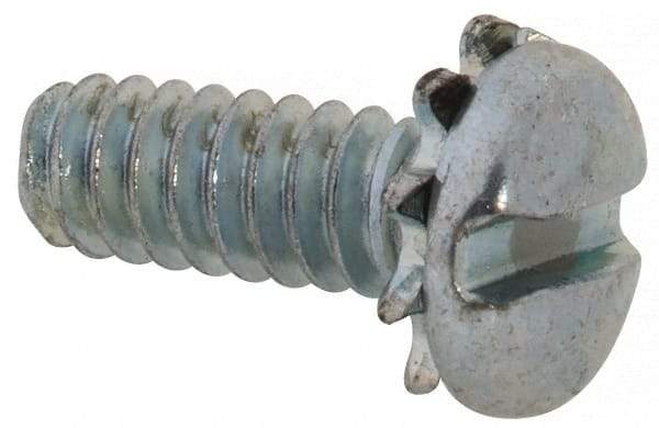 Value Collection - #6-32 UNC, 3/8" Length Under Head Slotted Drive Machine Screw - Pan Head, Grade J82 Steel, Zinc-Plated Finish, External Tooth - USA Tool & Supply
