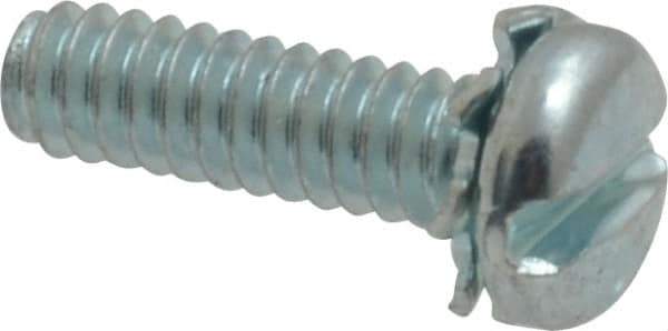 Value Collection - #6-32 UNC, 1/2" Length Under Head Slotted Drive Machine Screw - Pan Head, Grade J82 Steel, Zinc-Plated Finish, External Tooth - USA Tool & Supply
