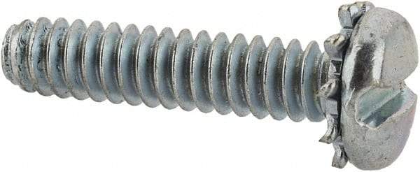 Value Collection - #6-32 UNC, 5/8" Length Under Head Slotted Drive Machine Screw - Pan Head, Grade J82 Steel, Zinc-Plated Finish, External Tooth - USA Tool & Supply