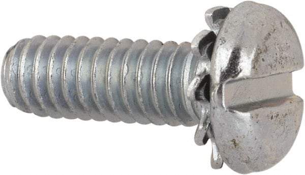Value Collection - #8-32 UNC, 1/2" Length Under Head Slotted Drive Machine Screw - Pan Head, Grade J82 Steel, Zinc-Plated Finish, External Tooth - USA Tool & Supply