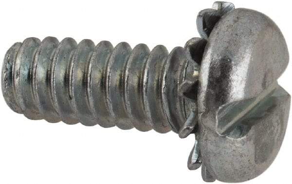Value Collection - #10-24 UNC, 1/2" Length Under Head Slotted Drive Machine Screw - Pan Head, Grade J82 Steel, Zinc-Plated Finish, External Tooth - USA Tool & Supply