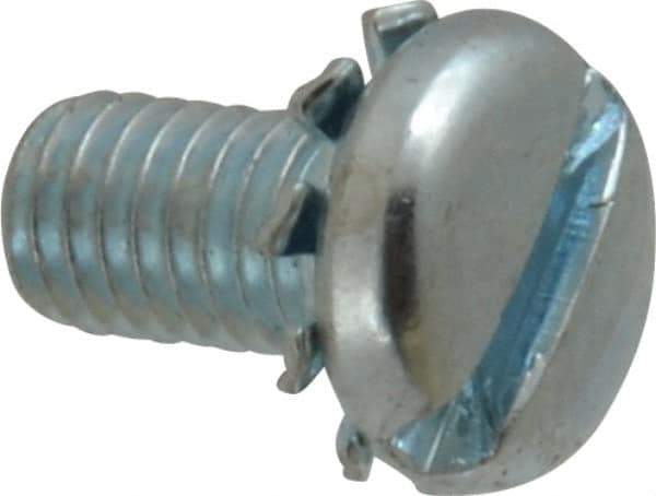 Value Collection - #10-32 UNF, 3/8" Length Under Head Slotted Drive Machine Screw - Pan Head, Grade J82 Steel, Zinc-Plated Finish, External Tooth - USA Tool & Supply