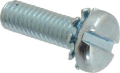 Value Collection - #10-32 UNF, 5/8" Length Under Head Slotted Drive Machine Screw - Pan Head, Grade J82 Steel, Zinc-Plated Finish, External Tooth - USA Tool & Supply