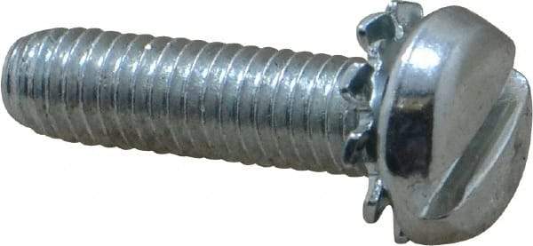 Value Collection - #10-32 UNF, 3/4" Length Under Head Slotted Drive Machine Screw - Pan Head, Grade J82 Steel, Zinc-Plated Finish, External Tooth - USA Tool & Supply