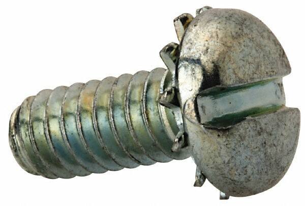 Value Collection - 1/4-20 UNC, 5/8" Length Under Head Slotted Drive Machine Screw - Pan Head, Grade J82 Steel, Zinc-Plated Finish, External Tooth - USA Tool & Supply