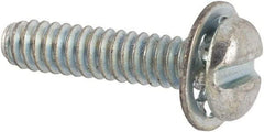 Value Collection - #4-40 UNC, 1/2" Length Under Head Slotted Drive Machine Screw - Pan Head, Grade J82 Steel, Zinc-Plated Finish, Internal Tooth - USA Tool & Supply