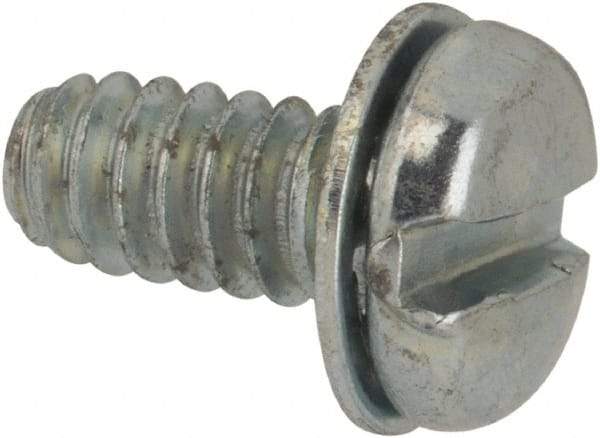 Value Collection - #6-32 UNC, 5/16" Length Under Head Slotted Drive Machine Screw - Pan Head, Grade J82 Steel, Zinc-Plated Finish, Internal Tooth - USA Tool & Supply