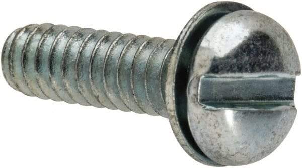 Value Collection - #6-32 UNC, 1/2" Length Under Head Slotted Drive Machine Screw - Pan Head, Grade J82 Steel, Zinc-Plated Finish, Internal Tooth - USA Tool & Supply