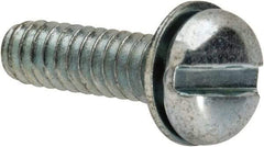 Value Collection - #6-32 UNC, 1/2" Length Under Head Slotted Drive Machine Screw - Pan Head, Grade J82 Steel, Zinc-Plated Finish, Internal Tooth - USA Tool & Supply