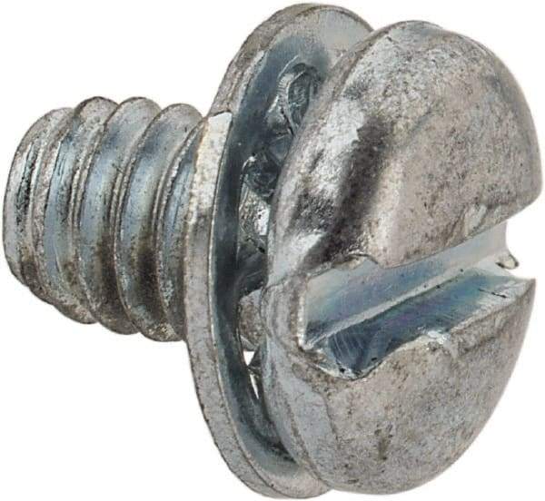 Value Collection - #8-32 UNC, 1/4" Length Under Head Slotted Drive Machine Screw - Pan Head, Grade J82 Steel, Zinc-Plated Finish, Internal Tooth - USA Tool & Supply