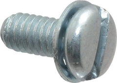 Value Collection - #8-32 UNC, 3/8" Length Under Head Slotted Drive Machine Screw - Pan Head, Grade J82 Steel, Zinc-Plated Finish, Internal Tooth - USA Tool & Supply