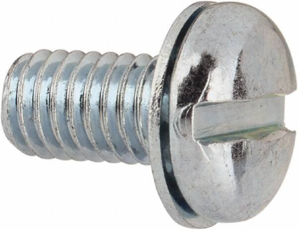 Value Collection - #10-32 UNF, 3/8" Length Under Head Slotted Drive Machine Screw - Pan Head, Grade J82 Steel, Zinc-Plated Finish, Internal Tooth - USA Tool & Supply