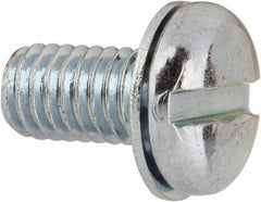 Value Collection - #10-32 UNF, 3/8" Length Under Head Slotted Drive Machine Screw - Pan Head, Grade J82 Steel, Zinc-Plated Finish, Internal Tooth - USA Tool & Supply