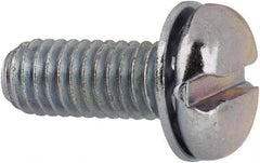 Value Collection - #10-32 UNF, 1/2" Length Under Head Slotted Drive Machine Screw - Pan Head, Grade J82 Steel, Zinc-Plated Finish, Internal Tooth - USA Tool & Supply