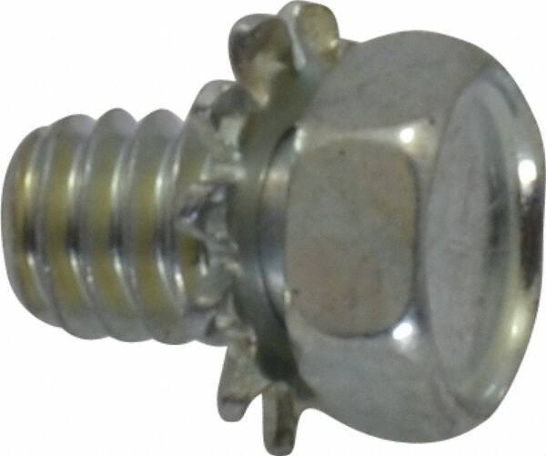 Value Collection - #8-32 UNC, 1/4" Length Under Head Hex Drive Machine Screw - Hex Head, Grade J82 Steel, Zinc-Plated Finish, External Tooth - USA Tool & Supply