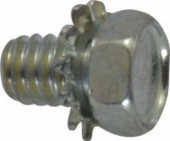 Value Collection - #8-32 UNC, 1/4" Length Under Head Hex Drive Machine Screw - Hex Head, Grade J82 Steel, Zinc-Plated Finish, External Tooth - USA Tool & Supply