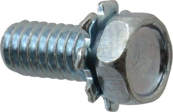 Value Collection - #8-32 UNC, 3/8" Length Under Head Hex Drive Machine Screw - Hex Head, Grade J82 Steel, Zinc-Plated Finish, External Tooth - USA Tool & Supply