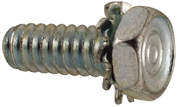 Value Collection - #10-24 UNC, 1/2" Length Under Head Hex Drive Machine Screw - Hex Head, Grade J82 Steel, Zinc-Plated Finish, External Tooth - USA Tool & Supply