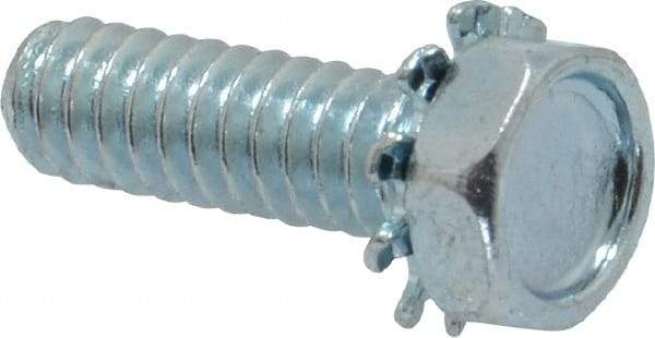 Value Collection - #10-24 UNC, 5/8" Length Under Head Hex Drive Machine Screw - Hex Head, Grade J82 Steel, Zinc-Plated Finish, External Tooth - USA Tool & Supply