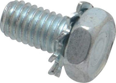 Value Collection - #10-32 UNF, 3/8" Length Under Head Hex Drive Machine Screw - Hex Head, Grade J82 Steel, Zinc-Plated Finish, External Tooth - USA Tool & Supply