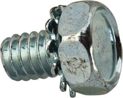 Value Collection - 1/4-20 UNC, 3/8" Length Under Head Hex Drive Machine Screw - Hex Head, Grade J82 Steel, Zinc-Plated Finish, External Tooth - USA Tool & Supply