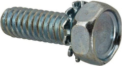 Value Collection - 1/4-20 UNC, 3/4" Length Under Head Hex Drive Machine Screw - Hex Head, Grade J82 Steel, Zinc-Plated Finish, External Tooth - USA Tool & Supply
