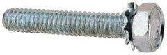 Value Collection - 1/4-20 UNC, 1-1/2" Length Under Head Hex Drive Machine Screw - Hex Head, Grade J82 Steel, Zinc-Plated Finish, External Tooth - USA Tool & Supply