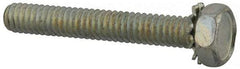 Value Collection - 1/4-20 UNC, 1-3/4" Length Under Head Hex Drive Machine Screw - Hex Head, Grade J82 Steel, Zinc-Plated Finish, External Tooth - USA Tool & Supply