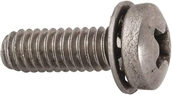 Value Collection - #8-32 UNC, 1/2" Length Under Head Phillips Drive Machine Screw - Pan Head, Grade 18-8 Stainless Steel, Internal Tooth - USA Tool & Supply