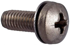 Value Collection - #10-32 UNF, 1/2" Length Under Head Phillips Drive Machine Screw - Pan Head, Grade 18-8 Stainless Steel, Internal Tooth - USA Tool & Supply
