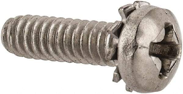 Value Collection - #6-32 UNC, 1/2" Length Under Head Phillips Drive Machine Screw - Pan Head, Grade 18-8 Stainless Steel, External Tooth - USA Tool & Supply