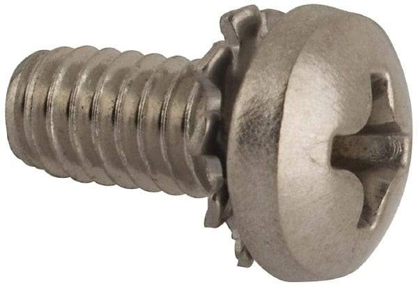 Value Collection - #8-32 UNC, 3/8" Length Under Head Phillips Drive Machine Screw - Pan Head, Grade 18-8 Stainless Steel, External Tooth - USA Tool & Supply