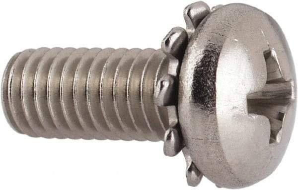 Value Collection - #10-32 UNF, 1/2" Length Under Head Phillips Drive Machine Screw - Pan Head, Grade 18-8 Stainless Steel, External Tooth - USA Tool & Supply