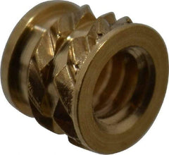 E-Z LOK - #2-56, 0.118" Small to 0.123" Large End Hole Diam, Brass Single Vane Tapered Hole Threaded Insert - 0.136" Insert, 0.122" Pilot Diam, 0.115" OAL, 0.08" Min Wall Thickness - USA Tool & Supply