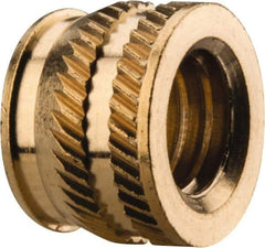 E-Z LOK - 5/16-18, 0.431" Small to 0.448" Large End Hole Diam, Brass Single Vane Tapered Hole Threaded Insert - 15/32" Insert, 0.439" Pilot Diam, 0.335" OAL, 0.245" Min Wall Thickness - USA Tool & Supply