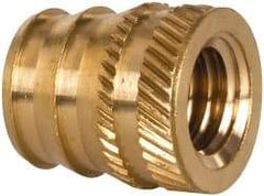 E-Z LOK - 3/8-16, 0.488" Small to 0.54" Large End Hole Diam, Brass Double Vane Tapered Hole Threaded Insert - 9/16" Insert, 0.493" Pilot Diam, 5/8" OAL, 0.293" Min Wall Thickness - USA Tool & Supply