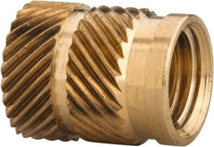 E-Z LOK - 5/16 24 UNF, 0.403" Diam, Brass Unheaded Heat Installed Threaded Insert - 0.378" Hole, 1/2" OAL, 0.403" Head Diam - USA Tool & Supply