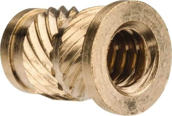 E-Z LOK - #10 24 UNC, 0.278" Diam, Brass Headed Heat Installed Threaded Insert - 1/4" Hole, 0.418" OAL x 0.04" High, 5/16" Head Diam - USA Tool & Supply