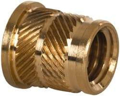 E-Z LOK - 3/8 16 UNC, 0.494" Diam, Brass Headed Heat Installed Threaded Insert - 15/32" Hole, 9/16" OAL x 0.065" High, 0.551" Head Diam - USA Tool & Supply