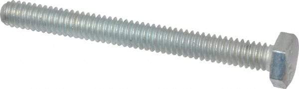 Made in USA - 1/4-20 UNC, 2-1/2" Length Under Head Hex Head Cap Screw - Fully Threaded, Grade 5 Steel, Zinc-Plated Finish, 7/16" Hex - USA Tool & Supply