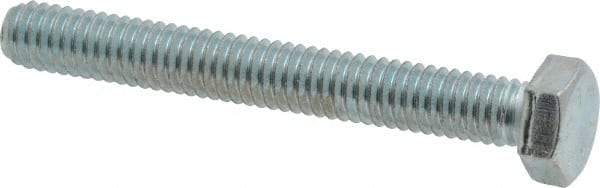 Made in USA - 5/16-18 UNC, 2-1/2" Length Under Head Hex Head Cap Screw - Fully Threaded, Grade 5 Steel, Zinc-Plated Finish, 1/2" Hex - USA Tool & Supply
