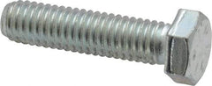 Made in USA - 3/8-16 UNC, 1-1/2" Length Under Head Hex Head Cap Screw - Fully Threaded, Grade 5 Steel, Zinc-Plated Finish, 9/16" Hex - USA Tool & Supply